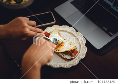 Breakfast Avocado Fried Egg and Bacon Breakfast Avocado Fried Egg and Bacon 104422320