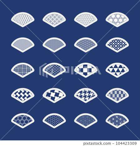日本圖案貼紙圖標（扇子） 104423309