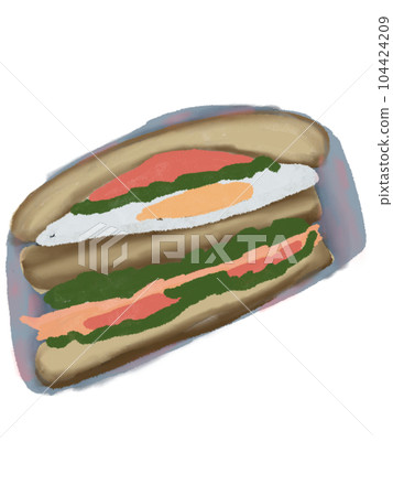 Sandwich with cheese and bacon  104424209