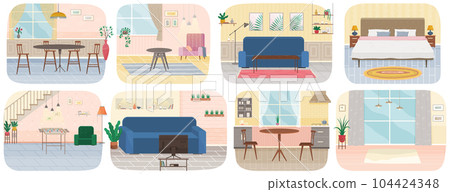 Flat design interior. Planning and arrangement of furniture in apartment. Living room. Home lifestyle. Style house Flat design interior. Planning and arrangement of furniture in apartment. Living room. Home lifestyle. Style house 104424348