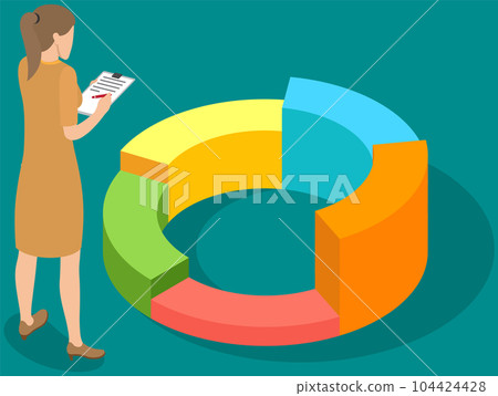 Employees analyze statistical indicators, business data. Characters work with marketing research 104424428