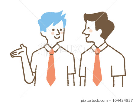 Male student wearing a uniform and having a conversation_color Male student wearing a uniform and having a conversation_color 104424837