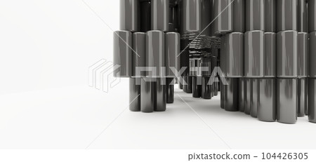 Luxury parametric abstract architectural minimalistic background. Contemporary showroom. Modern black exhibition tunnel. Empty gallery. Stand, table. Interior backlight. 3D illustration and rendering. Luxury parametric abstract architectural minimalistic background. Contemporary showroom. Modern black exhibition tunnel. Empty gallery. Stand, table. Interior backlight. 3D illustration and rendering. 104426305