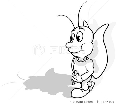 Drawing of a Funny Butterfly on a Walk Drawing of a Funny Butterfly on a Walk 104426405