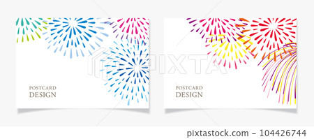 Postcard design A with fireworks motif Postcard design A with fireworks motif 104426744