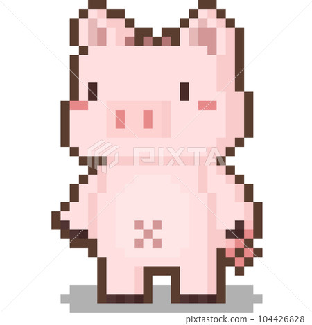 Pixel art cartoon pig character. Pixel art cartoon pig character. 104426828