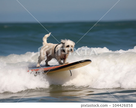 Happy dog surfer Happy dog surfer 104426858