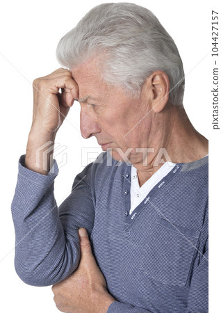 portrait of sad senior man portrait of sad senior man 104427157