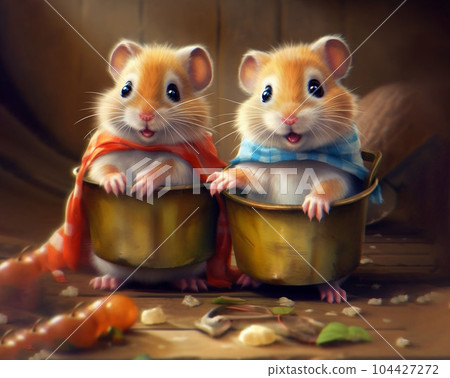 two friends hamsters in festival dress two friends hamsters in festival dress 104427272
