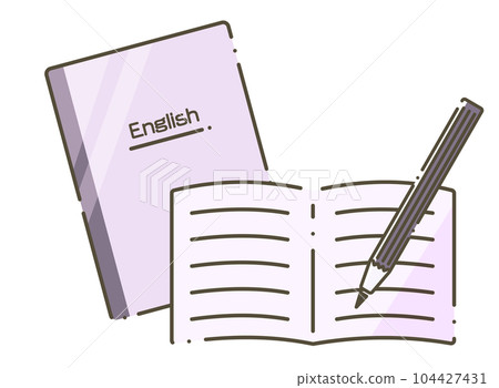 english notebook and pencil 104427431
