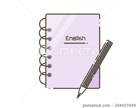 english notebook and pencil 104427449