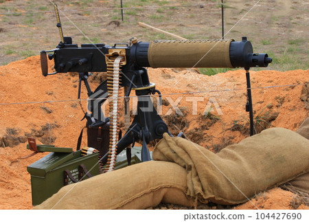 Old water-cooled machine gun (replica used in air show attractions) 104427690