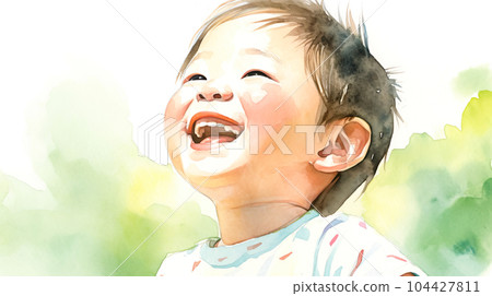 小男孩開心地笑著“人工智能生成的圖像” 104427811