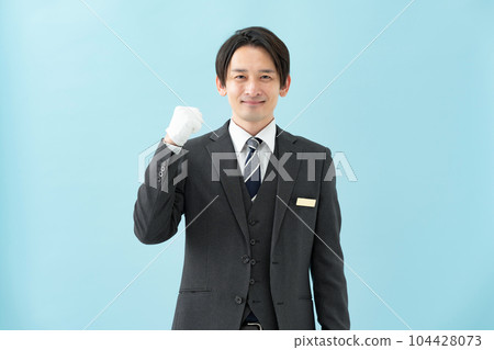 Male white gloves guts pose Male white gloves guts pose 104428073