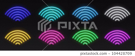Wifi neon internet signal light glow icon vector Wifi neon internet signal light glow icon vector 104428709