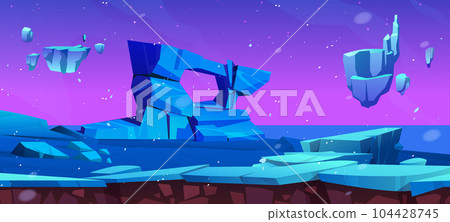 Winter ice alien planet landscape game background 104428745