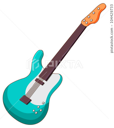 Isolated blue bass guitar musical instrument 104429733