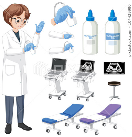 Set of medical instruments for pregnancy ultrasound Set of medical instruments for pregnancy ultrasound 104429990