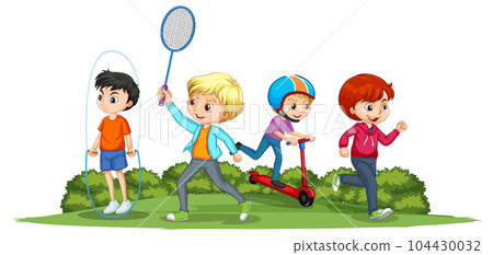 Happy children playing different sports Happy children playing different sports 104430032