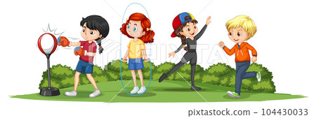 Happy children playing different sports Happy children playing different sports 104430033