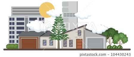 Urban landscape with houses and buildings 104430243