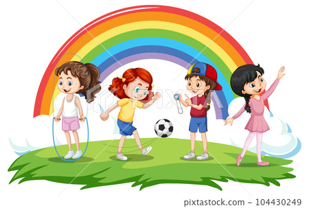 Happy children playing different sports Happy children playing different sports 104430249