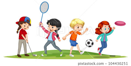 Happy children playing different sports 104430251
