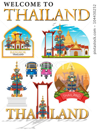 Bangkok Thailand Landmark Logo Banner 104430252