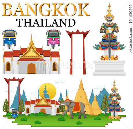 Set of elements about thailand tourist attraction 104430255