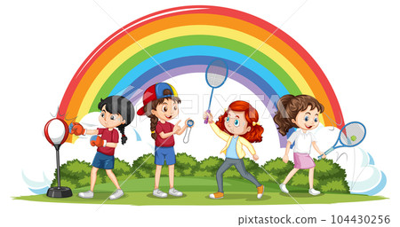 Happy children playing different sports Happy children playing different sports 104430256