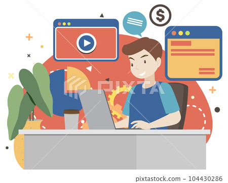 Working characters flat design for web banner Working characters flat design for web banner 104430286