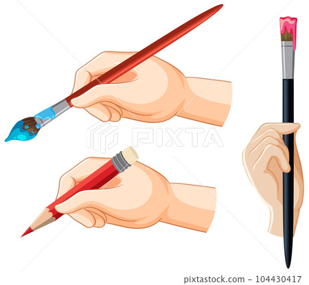 Hands with paint brushes set 104430417