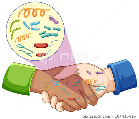 Shaking hands with virus and bacteria Shaking hands with virus and bacteria 104430419