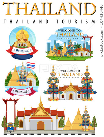 Bangkok Thailand Landmark Logo Banner 104430446