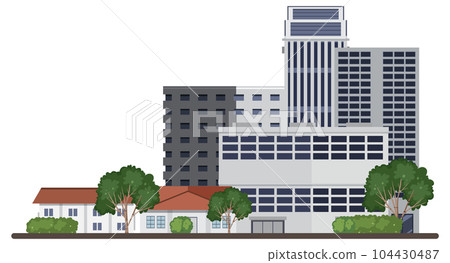 Urban landscape with houses and buildings 104430487