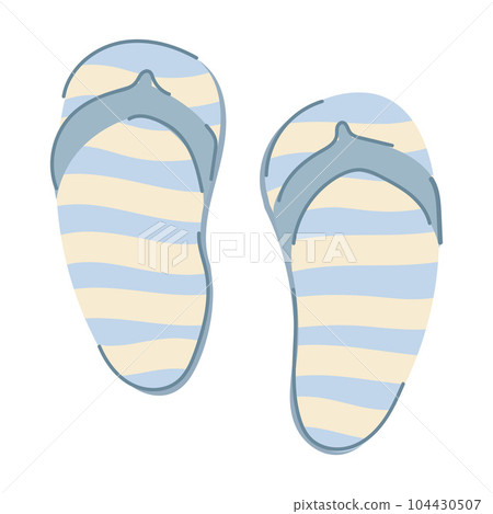 A pair of cute cartoon style striped flip flops. A pair of cute cartoon style striped flip flops. 104430507