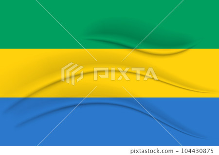 National flag of Gabon with silk effect. African Gabon flag. 3D illustration, vector National flag of Gabon with silk effect. African Gabon flag. 3D illustration, vector 104430875