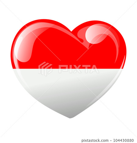 Flag of Indonesia in the shape of a heart. Heart with flag of Indonesia. 3D illustration, vector Flag of Indonesia in the shape of a heart. Heart with flag of Indonesia. 3D illustration, vector 104430880