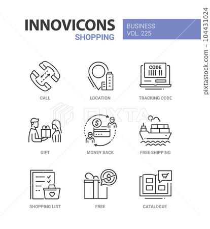 Shopping list and gifts - line design style icons set 104431024