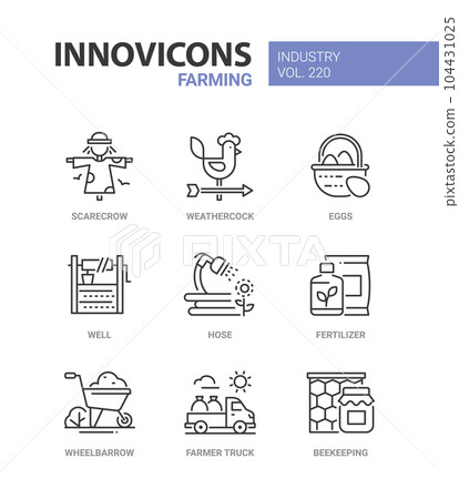 Farm products and eco life - line design style icons set 104431025
