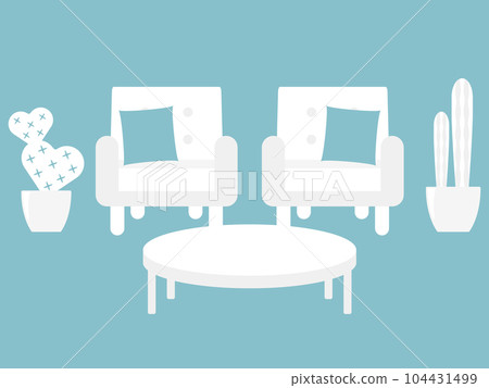 A room with a simple single sofa 104431499