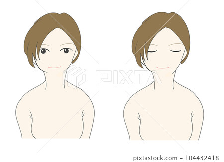 可愛女孩裸體插畫素材（4） 104432418