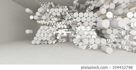 Abstract architectural minimalistic background. Contemporary showroom. Modern concrete exhibition tunnel. Empty gallery. Backlight. 3D illustration and rendering. 104432796