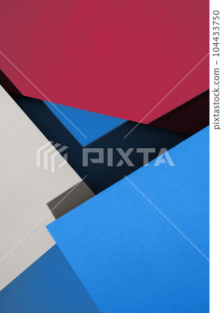 Paper for pastel overlap in ivory, blue and red colors for background, banner, presentation template. Creative trendy background design in natural colors. Background in 3d style. 104433750