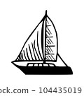 Sailboat icon. Sailing ship vector logo. Black color wooden vessel 104435019