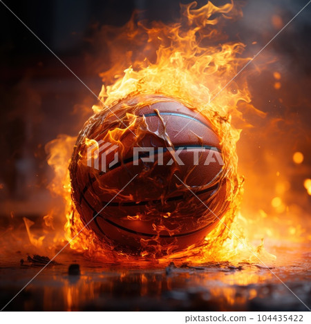 Basketball on fire. Generative AI Basketball on fire. Generative AI 104435422