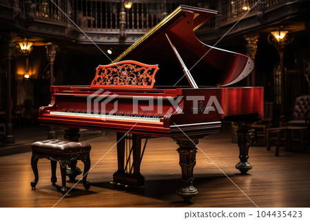 Piano in concert hall. Generative AI 104435423