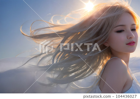 AI 生成圖像 / 受風的女人 6 104436027
