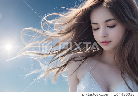 AI 生成圖像 / 受風的女人 12 104436033