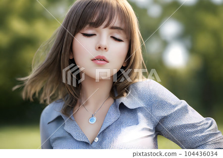 AI-generated image / Woman receiving wind 13 104436034